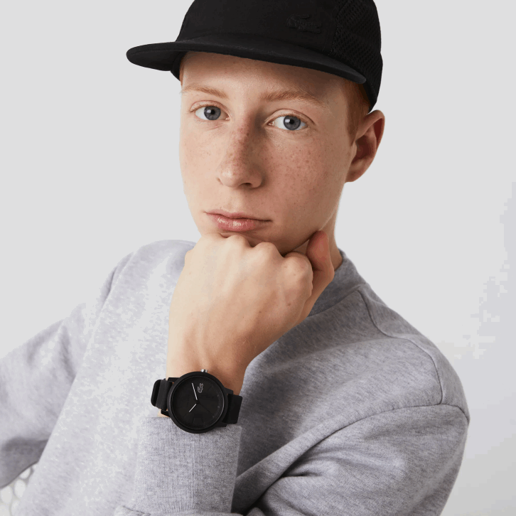 homens Lacoste preto 000 12.12 relógio de pulseira de silicone preto 08D02191