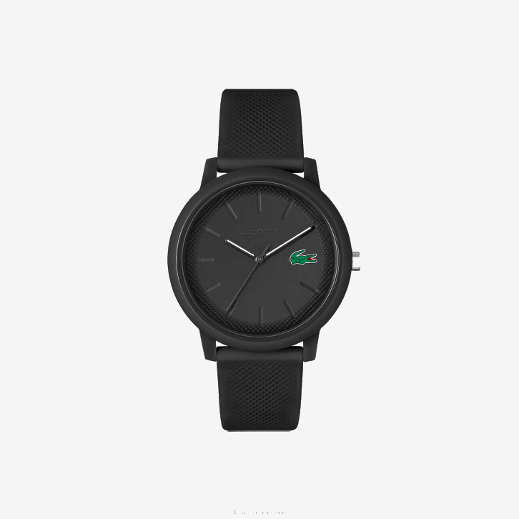 homens Lacoste preto 000 12.12 relógio de pulseira de silicone preto 08D02191