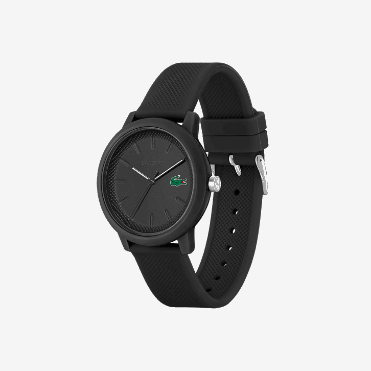 homens Lacoste preto 000 12.12 relógio de pulseira de silicone preto 08D02191