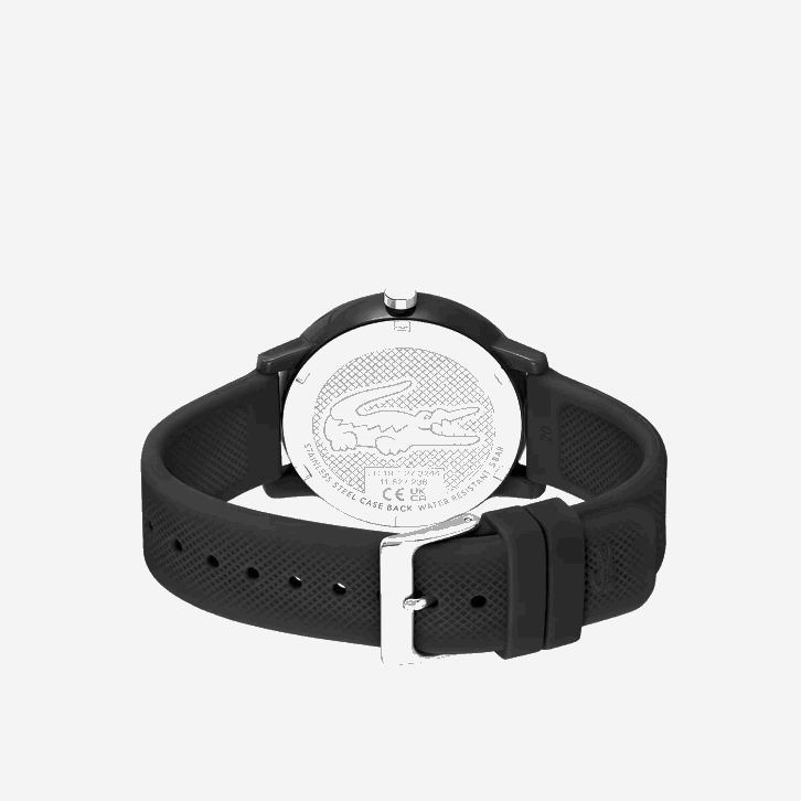 homens Lacoste preto 000 12.12 relógio de pulseira de silicone preto 08D02191