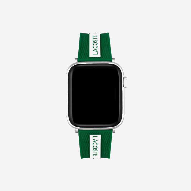 homens Lacoste preto 000 pulseira de relógio de maçã de silicone verde 08D02313