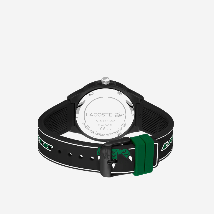 homens Lacoste preto 000 relógio de pulseira de silicone preto neocroc 08D02350