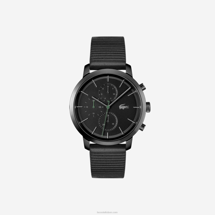 homens Lacoste preto 000 replay relógio de pulseira de couro preto 08D02318