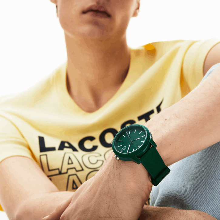 homens Lacoste verde 000 pulseira de silicone verde 12.12 relógio 08D02256