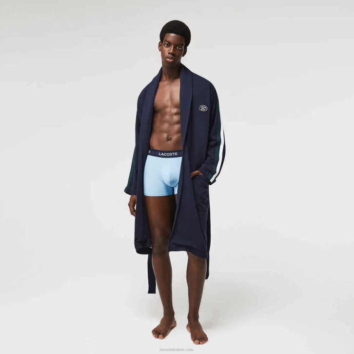 homens Lacoste azul marinho 166 robe de piquê de algodão com emblemas texturizados inspirados no esporte 08D01401