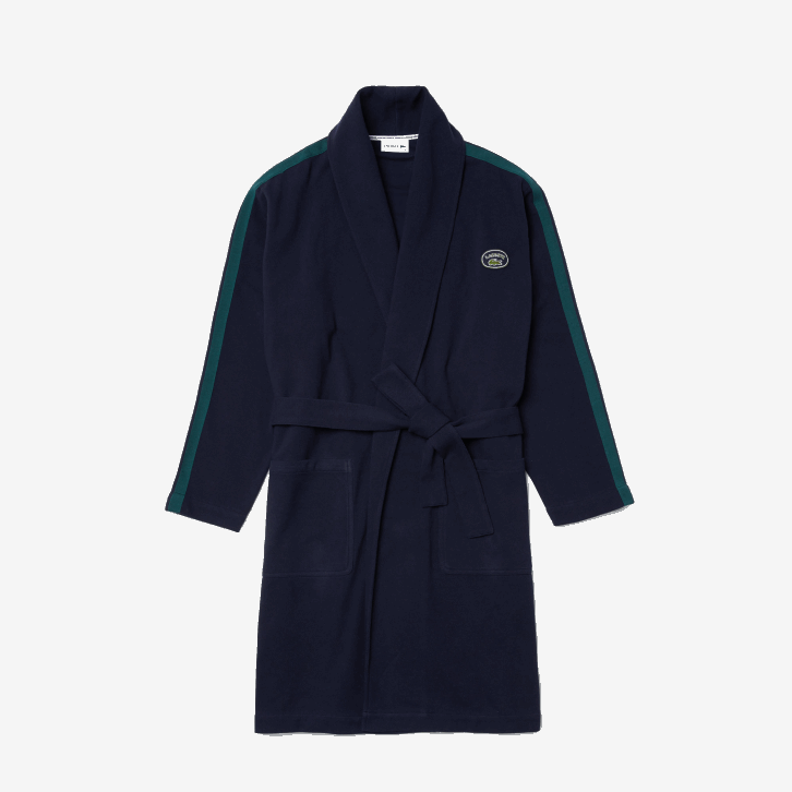 homens Lacoste azul marinho 166 robe de piquê de algodão com emblemas texturizados inspirados no esporte 08D01401