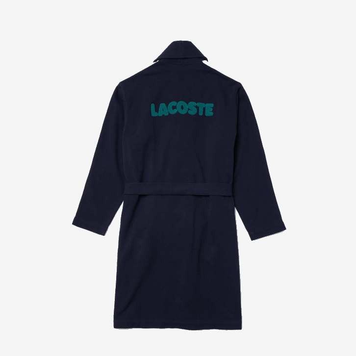 homens Lacoste azul marinho 166 robe de piquê de algodão com emblemas texturizados inspirados no esporte 08D01401