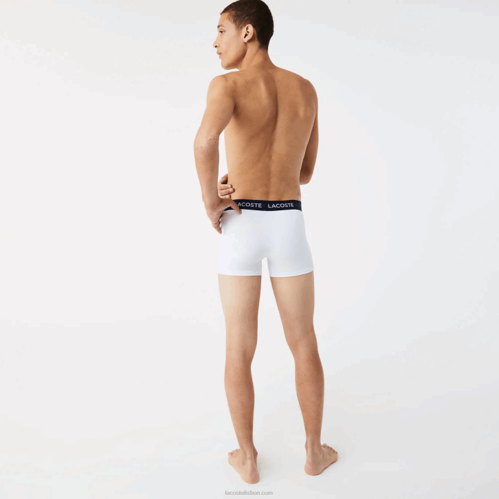 homens Lacoste azul marinho branco vermelho lei baú de microfibra pacote com 3 08D01462