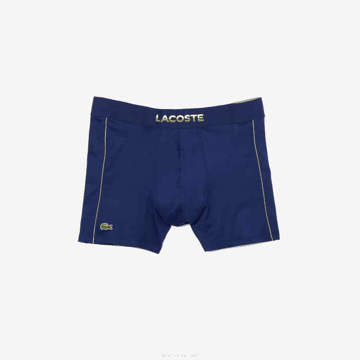 homens Lacoste azul marinho chamativo amarelo 39n tronco de malha técnica respirável 08D01556