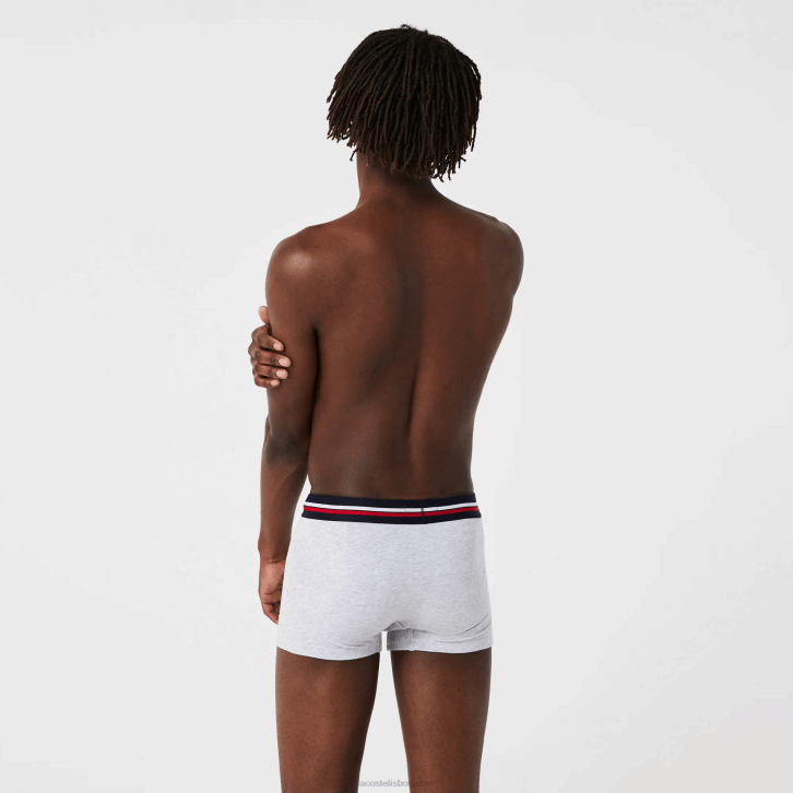 homens Lacoste azul marinho cinza chine vermelho w34 icônico baú com cós tricolor pacote com 3 08D01347