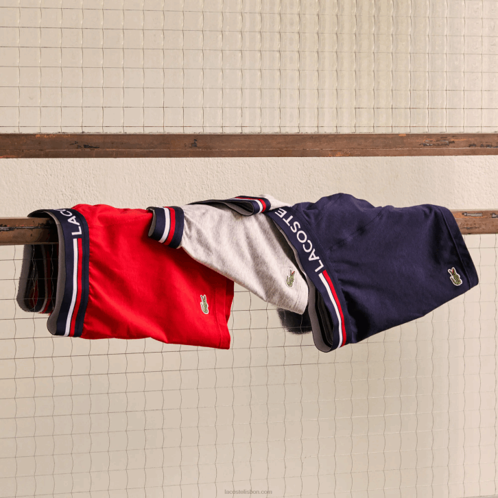 homens Lacoste azul marinho cinza chine vermelho w34 icônico baú com cós tricolor pacote com 3 08D01347
