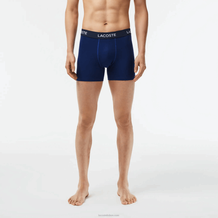 homens Lacoste azul marinho f9f Pacote com 5 boxers de cintura com logo 08D01398