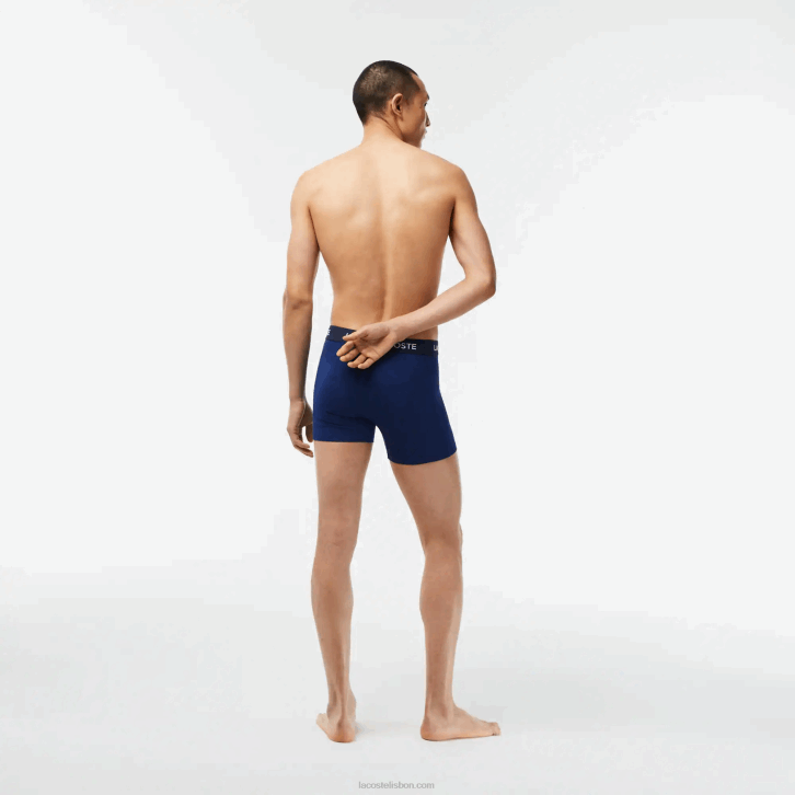 homens Lacoste azul marinho f9f Pacote com 5 boxers de cintura com logo 08D01398
