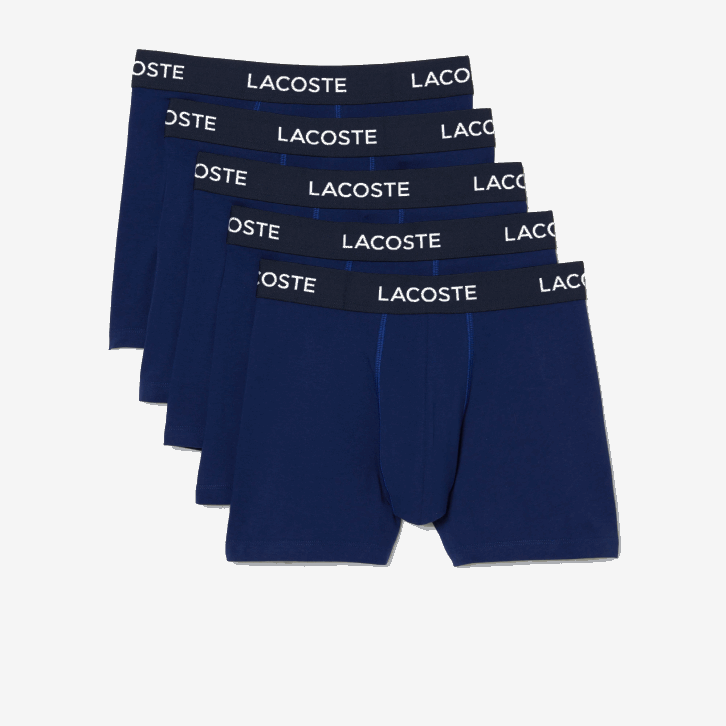 homens Lacoste azul marinho f9f Pacote com 5 boxers de cintura com logo 08D01398