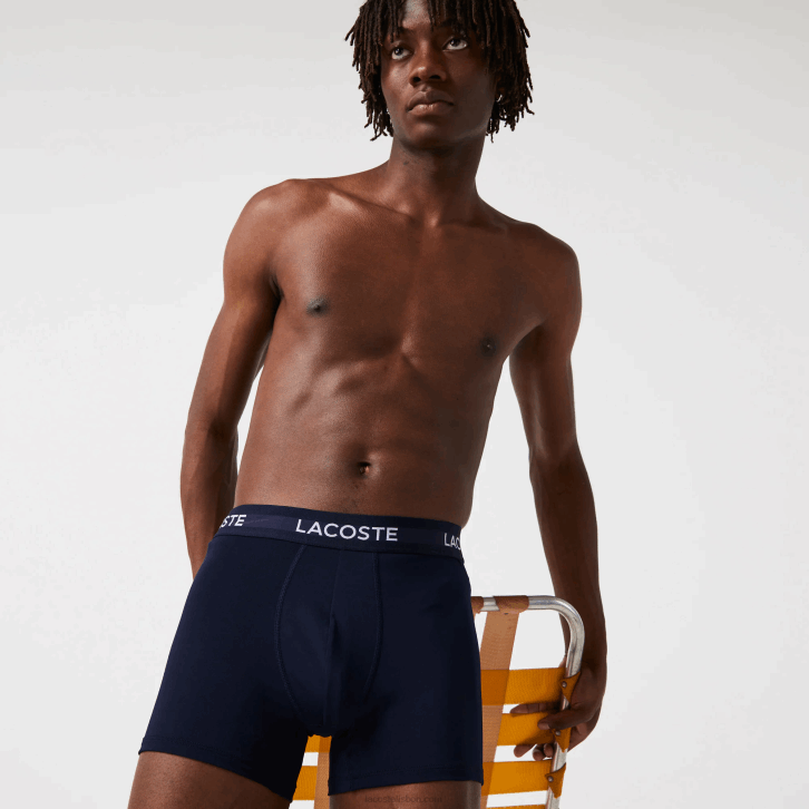 homens Lacoste azul marinho vc baú de microfibra pacote com 3 08D01463