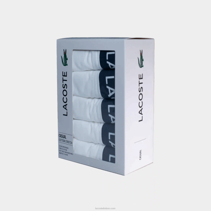 homens Lacoste branco 001 Pacote de 5 calções de algodão elástico 08D01413