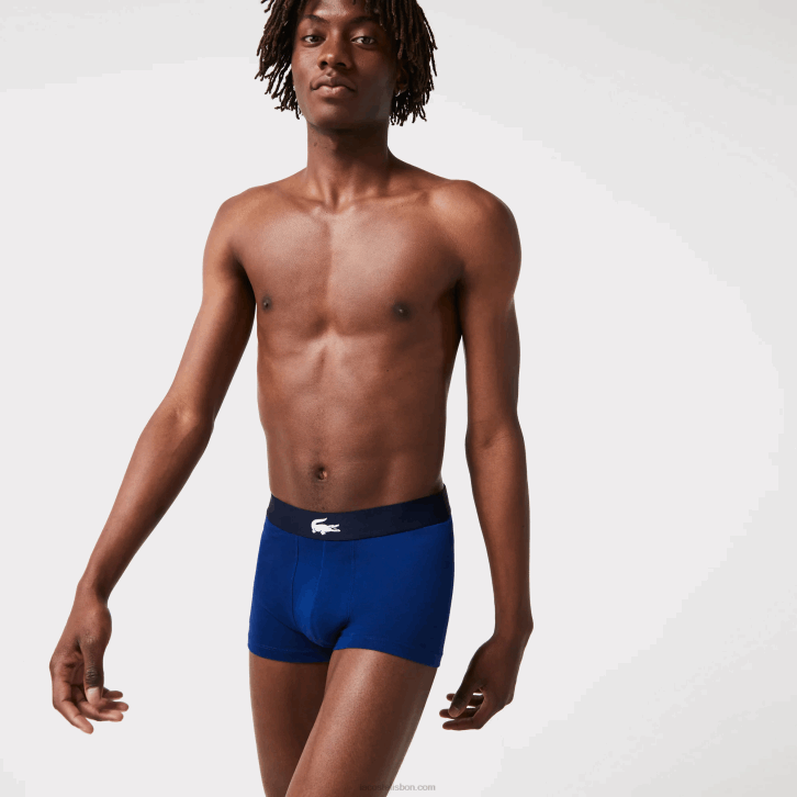 homens Lacoste branco cinza chine azul marinho bck baú de algodão elástico incompatível com 3 unidades 08D01342