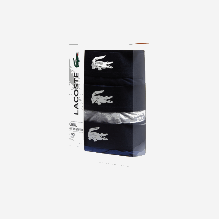 homens Lacoste branco cinza chine azul marinho bck baú de algodão elástico incompatível com 3 unidades 08D01342