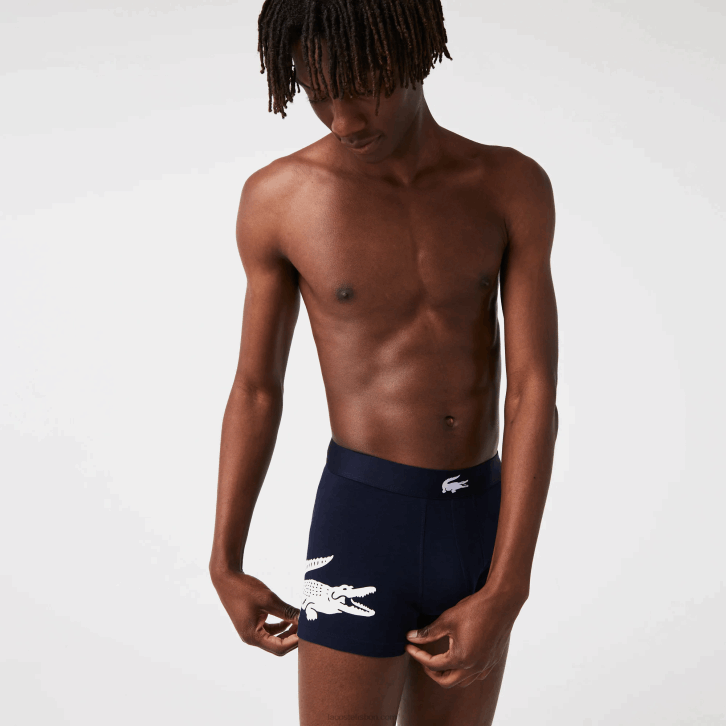 homens Lacoste branco cinza chine azul marinho bck baú de algodão elástico incompatível com 3 unidades 08D01342
