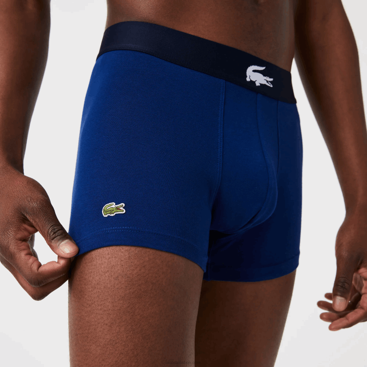 homens Lacoste branco cinza chine azul marinho bck baú de algodão elástico incompatível com 3 unidades 08D01342