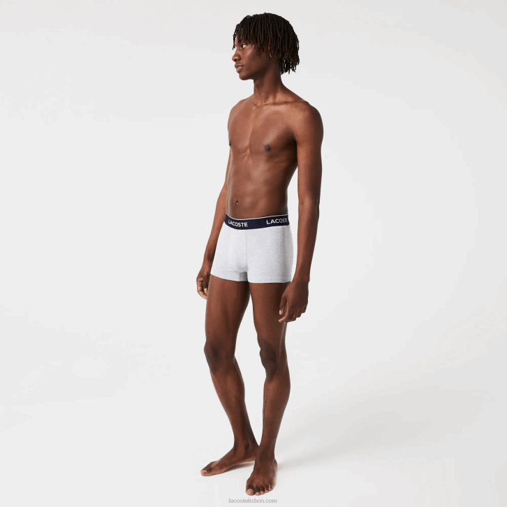 homens Lacoste chine cinza cca cueca boxer casual com 3 pacotes 08D0485