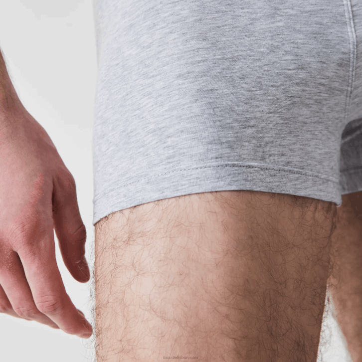 homens Lacoste chine cinza cca cueca boxer casual com 3 pacotes 08D0485