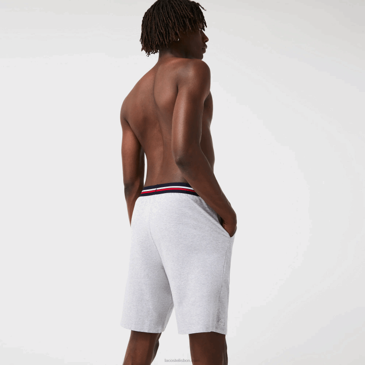 homens Lacoste chine cinza cca cueca boxer longa cintura listrada 08D01375