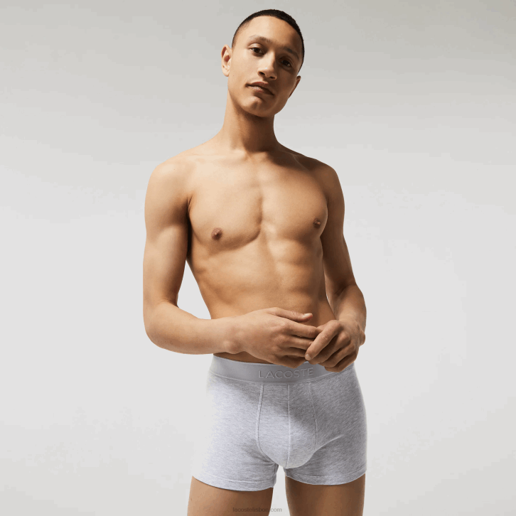 homens Lacoste chine preto snp l.12.12 cueca boxer piquê pacote com 2 08D01616