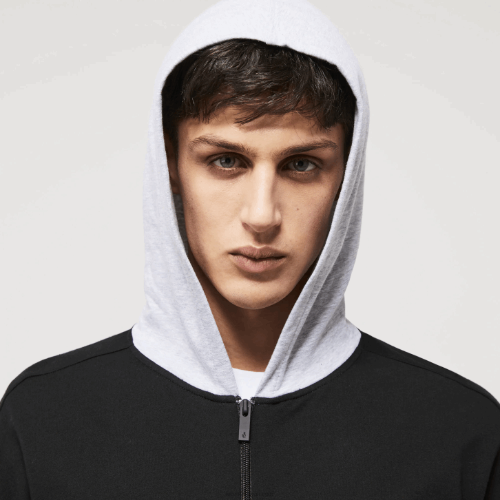 homens Lacoste chine preto snp moletom com capuz de lã de algodão de marca 08D01474