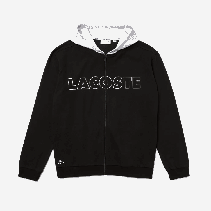 homens Lacoste chine preto snp moletom com capuz de lã de algodão de marca 08D01474