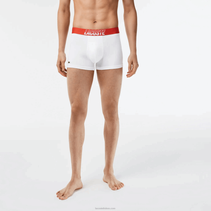 homens Lacoste laranja cinza chine branco tti Pacote de 3 baús estampados de algodão elástico 08D0503