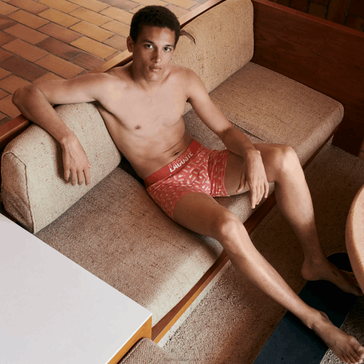 homens Lacoste laranja cinza chine branco tti Pacote de 3 baús estampados de algodão elástico 08D0503
