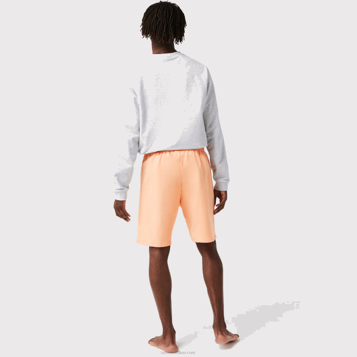 homens Lacoste laranja claro bordeaux rz6 shorts de lã de algodão de crocodilo de veludo 08D01482