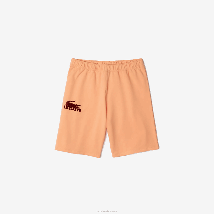 homens Lacoste laranja claro bordeaux rz6 shorts de lã de algodão de crocodilo de veludo 08D01482