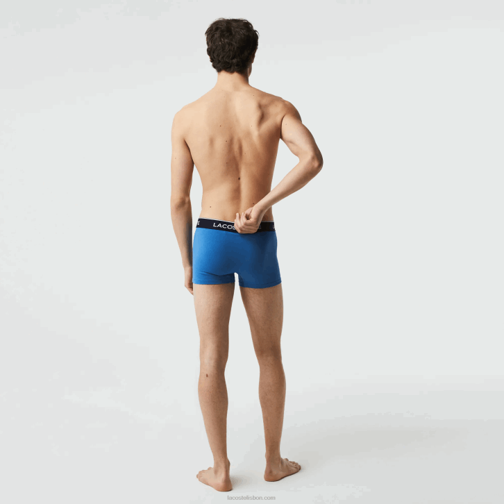 homens Lacoste lombo cinza azul f7k cueca boxer casual com 3 pacotes 08D01371