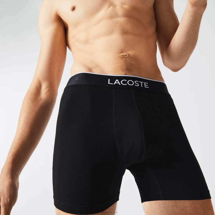 homens Lacoste lombo cinza preto vdp cueca boxer de algodão elástico de cintura de marca pacote com 3 08D01429