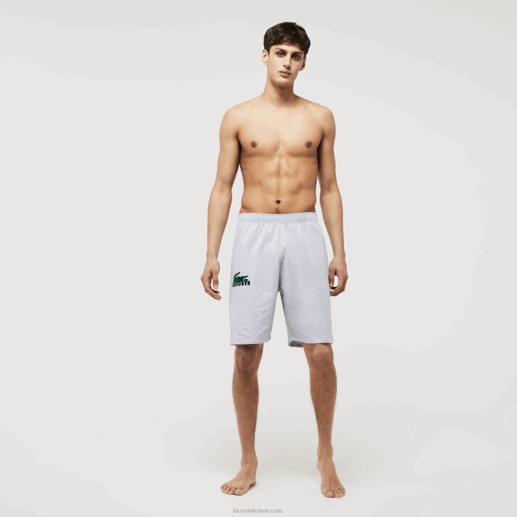 homens Lacoste lombo cinza verde y9k shorts de lã de algodão de crocodilo de veludo 08D01479