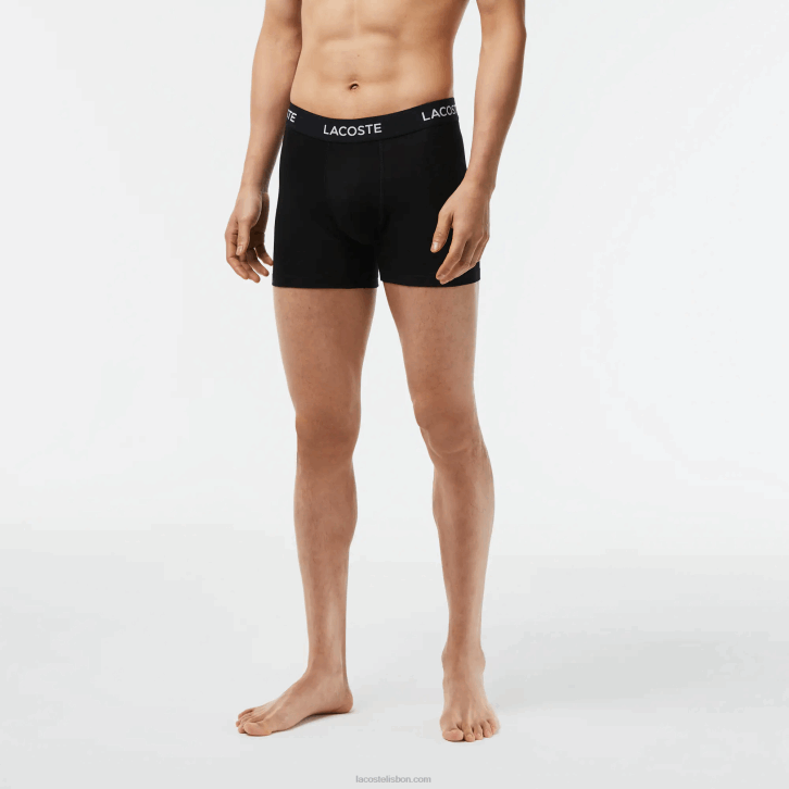 homens Lacoste preto 031 Pacote com 5 boxers de cintura com logo 08D01399