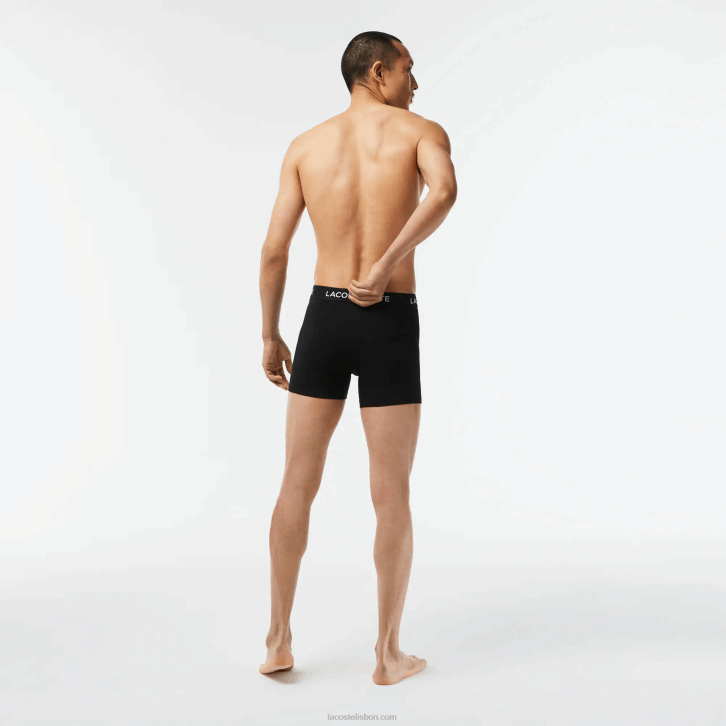 homens Lacoste preto 031 Pacote com 5 boxers de cintura com logo 08D01399