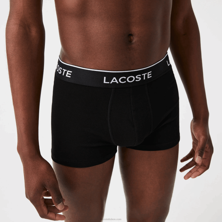 homens Lacoste preto 031 cueca boxer casual com 3 pacotes 08D0484