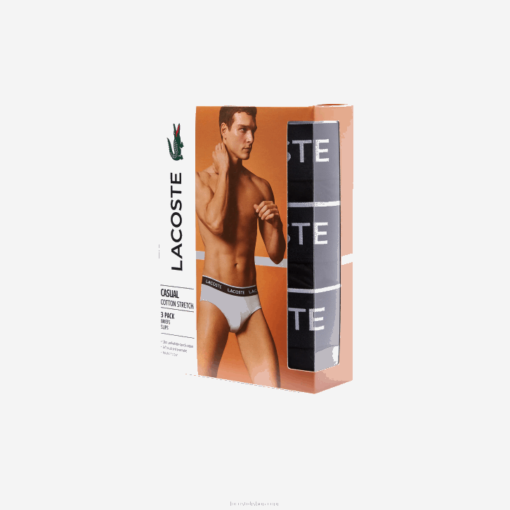 homens Lacoste preto 031 pack de 3 cuecas casuais 08D01421