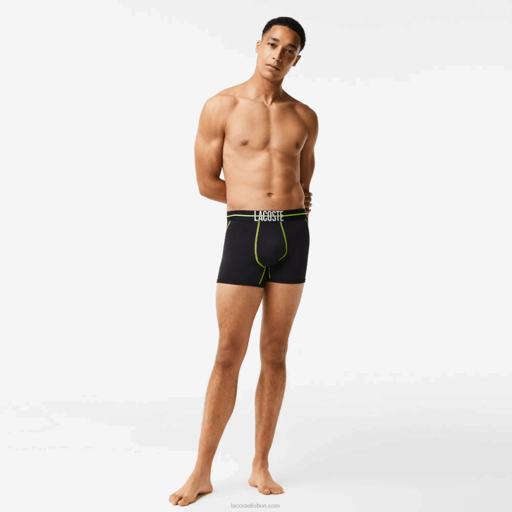 homens Lacoste preto amarelo 9y2 tronco de jersey sem costura 08D01492