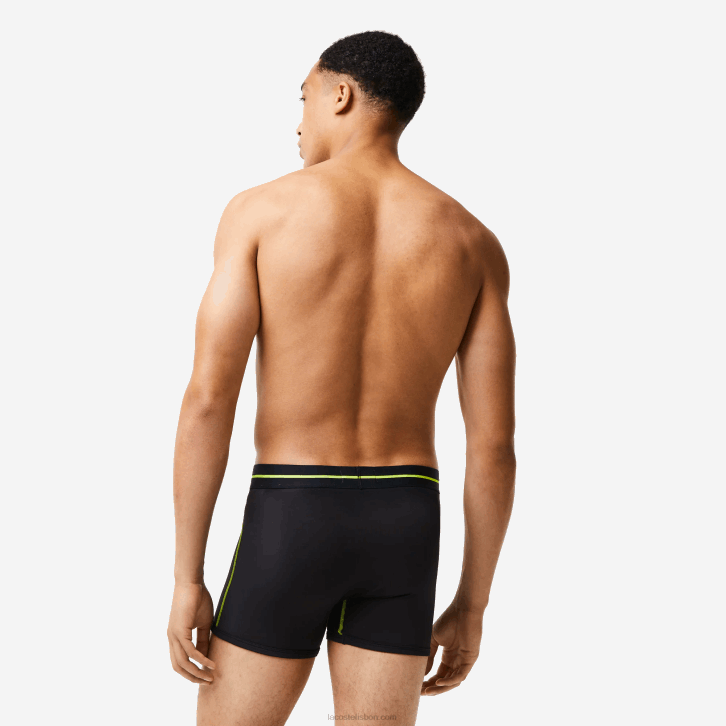 homens Lacoste preto amarelo 9y2 tronco de jersey sem costura 08D01492