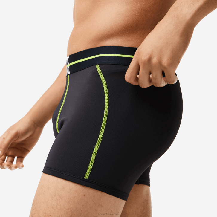 homens Lacoste preto amarelo 9y2 tronco de jersey sem costura 08D01492