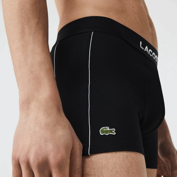 homens Lacoste preto branco 258 tronco de malha técnica respirável 08D01557