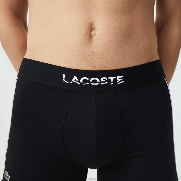 homens Lacoste preto branco 258 tronco de malha técnica respirável 08D01557