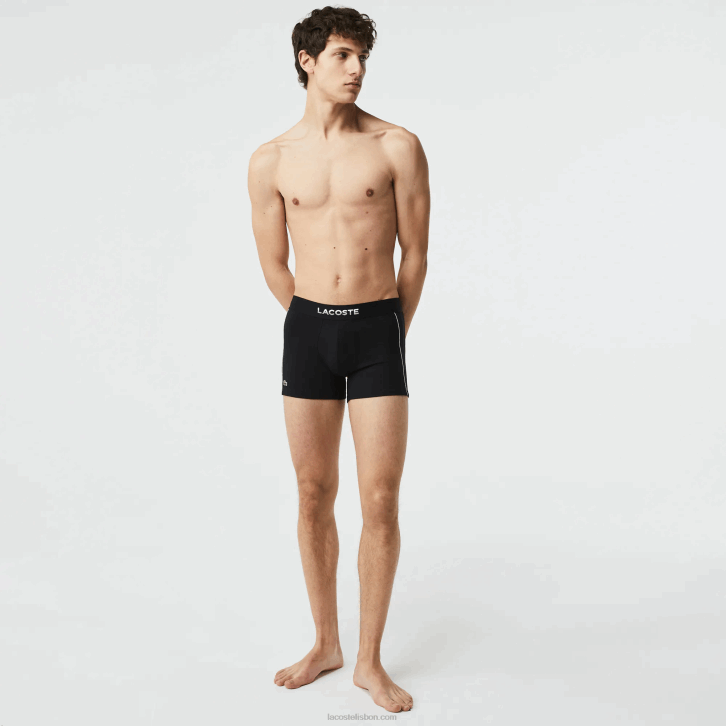 homens Lacoste preto branco 258 tronco de malha técnica respirável 08D01557