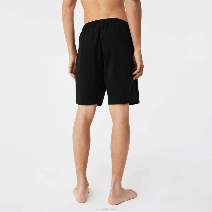 homens Lacoste preto c31 shorts de lã de algodão de crocodilo de veludo 08D01480