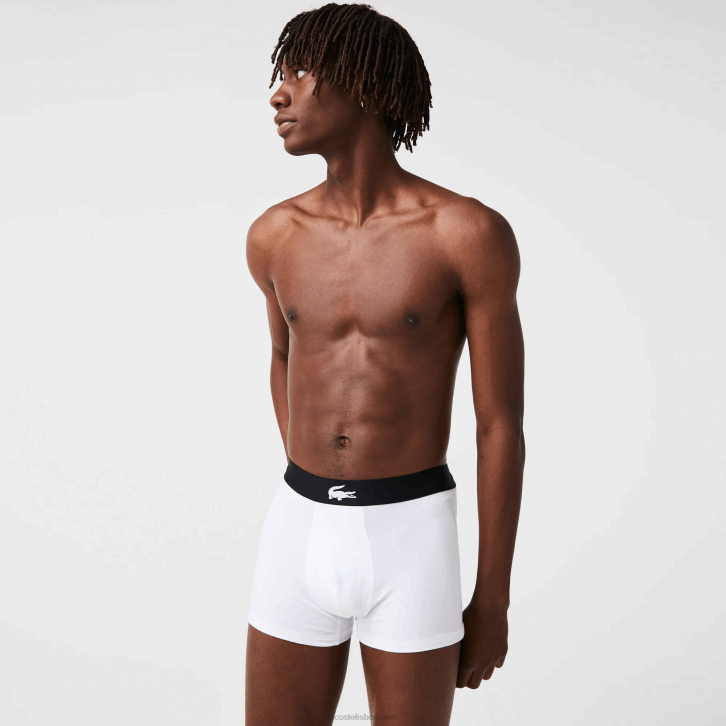 homens Lacoste preto cinza chine branco eqd baú de algodão elástico pacote com 3 08D01431