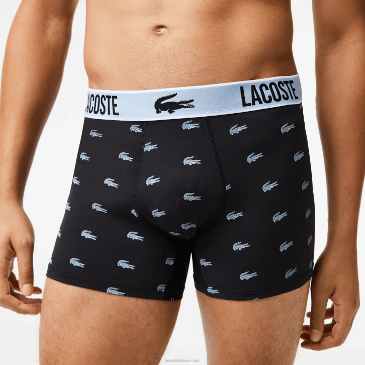 homens Lacoste preto cinza escuro branco shq baú em jersey de poliéster reciclado com 3 unidades 08D01561